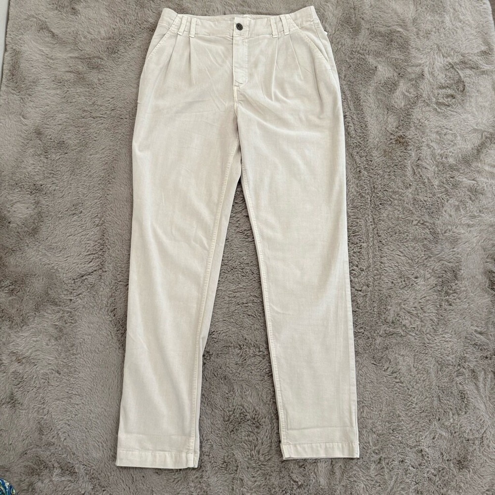NWT Cloth & Stone Pleated Tapered Trousers Size S Beige Breathable Tencel Pant